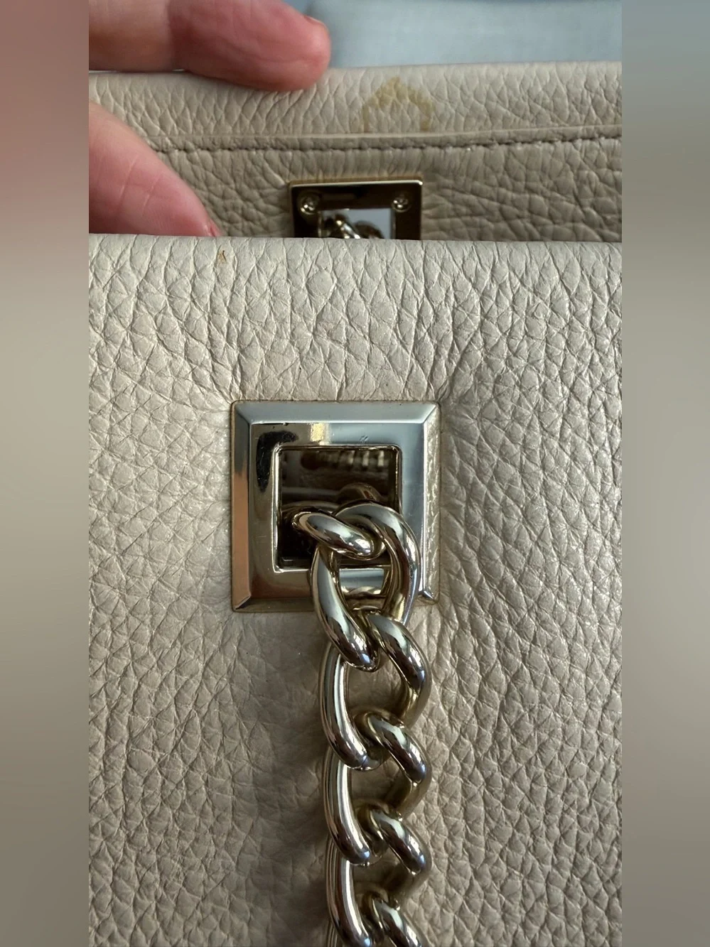 Kate Spade Cream Pebbled Leather Chain Tote